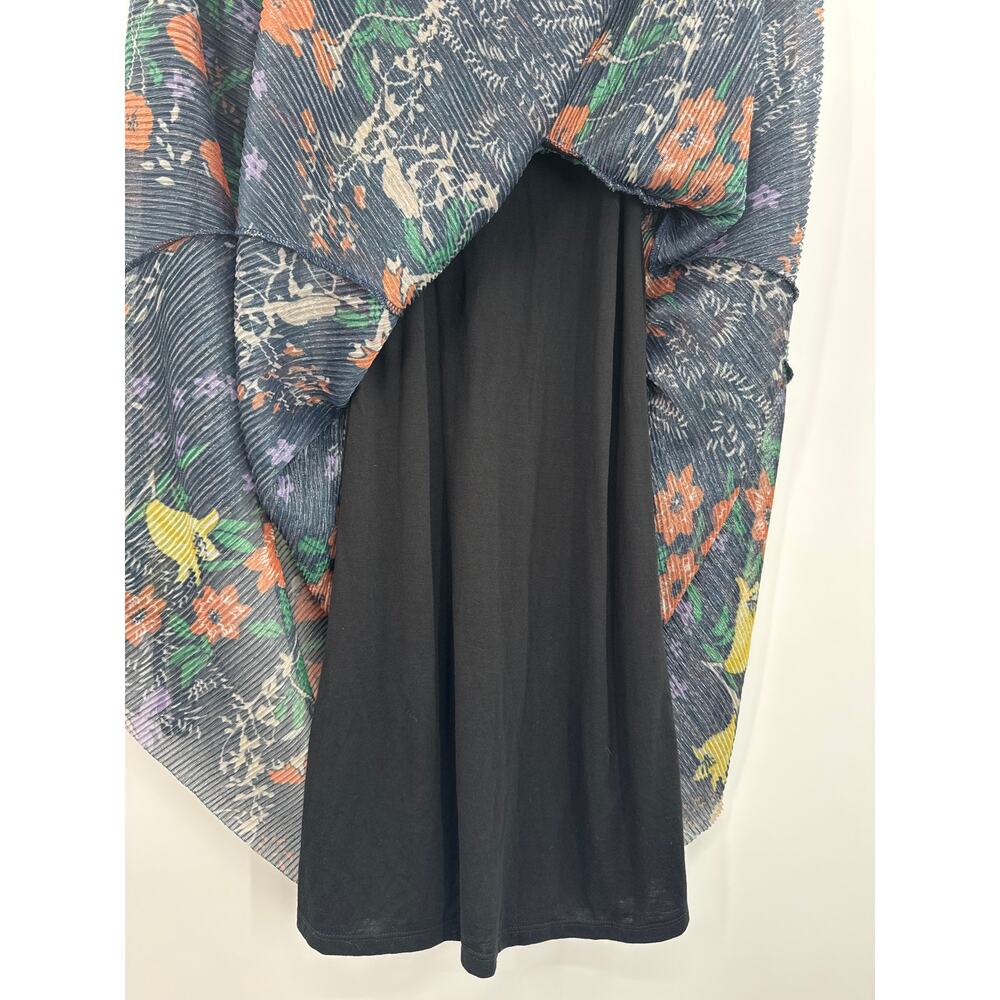 ZARA collection shiny pleated long sleeve ruffle shoulders floral dress size S - Picture 9 of 11